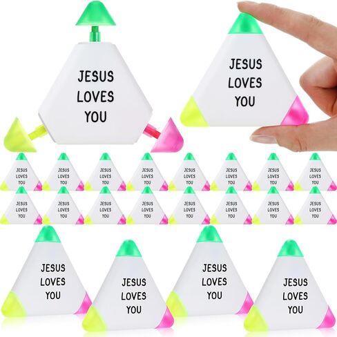 Honoson 24 Pcs Bible Highlighters Christian Gifts for Students from Teachers in Bulk Triangle Highlighters Pens 3 in 1 Watercolor Fluorescent Pens(Jesus Loves You) in Saudi Arabia
