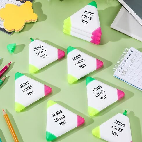 Honoson 24 Pcs Bible Highlighters Christian Gifts for Students from Teachers in Bulk Triangle Highlighters Pens 3 in 1 Watercolor Fluorescent Pens(Jesus Loves You) in Saudi Arabia