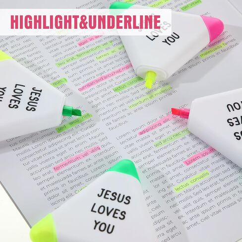 Honoson 24 Pcs Bible Highlighters Christian Gifts for Students from Teachers in Bulk Triangle Highlighters Pens 3 in 1 Watercolor Fluorescent Pens(Jesus Loves You) in Saudi Arabia