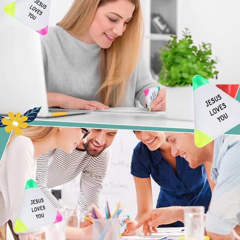 Honoson 24 Pcs Bible Highlighters Christian Gifts for Students from Teachers in Bulk Triangle Highlighters Pens 3 in 1 Watercolor Fluorescent Pens(Jesus Loves You) in Saudi Arabia