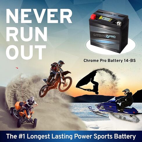 بطارية كروم YTX14-BS ATV - قابلة للشحن، مختومة من المصنع، بديلة لهوندا TRX 500 420 450 350 300 روبيكون فورمان رانشر in Saudi Arabia