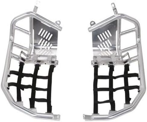 Tusk Foot Peg Nerf Bars With Heel Guards Silver With Black Webbing -Fits: Suzuki Z400 QUADSPORT 2003-2008 in Saudi Arabia