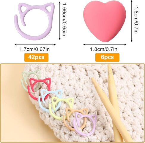 Ptwola 48 Pcs Color Cat Stitch Marker Crochet Marker Ring Multicolor Knitting Stitch Markers Yarn Pins Supplies Accessories for Crocheting Knitting Yarn Crafts DIY Weaving Locking Sewing Tools in Saudi Arabia