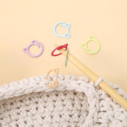 Ptwola 48 Pcs Color Cat Stitch Marker Crochet Marker Ring Multicolor Knitting Stitch Markers Yarn Pins Supplies Accessories for Crocheting Knitting Yarn Crafts DIY Weaving Locking Sewing Tools in Saudi Arabia