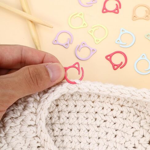 Ptwola 48 Pcs Color Cat Stitch Marker Crochet Marker Ring Multicolor Knitting Stitch Markers Yarn Pins Supplies Accessories for Crocheting Knitting Yarn Crafts DIY Weaving Locking Sewing Tools in Saudi Arabia