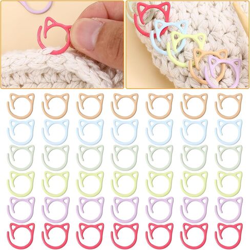 Ptwola 48 Pcs Color Cat Stitch Marker Crochet Marker Ring Multicolor Knitting Stitch Markers Yarn Pins Supplies Accessories for Crocheting Knitting Yarn Crafts DIY Weaving Locking Sewing Tools in Saudi Arabia