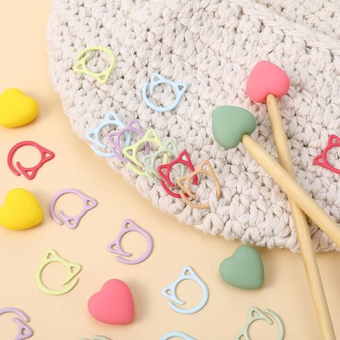 Ptwola 48 Pcs Color Cat Stitch Marker Crochet Marker Ring Multicolor Knitting Stitch Markers Yarn Pins Supplies Accessories for Crocheting Knitting Yarn Crafts DIY Weaving Locking Sewing Tools in Saudi Arabia