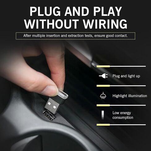 4 قطع مصباح LED USB صغير، مصباح ديكور USB إضافي، مصباح محمول لجو السيارة، مصابيح داخلية للسيارة، إضاءة محيطة لتزيين السيارة، عالمية لمعظم ملحقات السيارات (أصفر) in Saudi Arabia