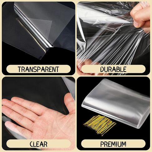 أكياس هدايا Vindafjord Clear Cello، أكياس حلوى السيلوفان لهدايا الحفلات، الأشياء الجيدة، مع ربطات عنق ملتوية، 15.24 سم × 25.4 سم، 50 عبوة in Kuwait