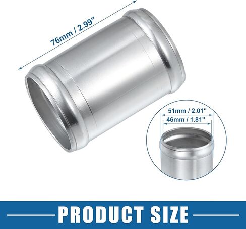 Car Adapter Joiner Pipe Universal 51mm 2.01" OD 76mm 2.99" Length Connector Tubing Adapter Aluminum Alloy Silver Tone in Saudi Arabia
