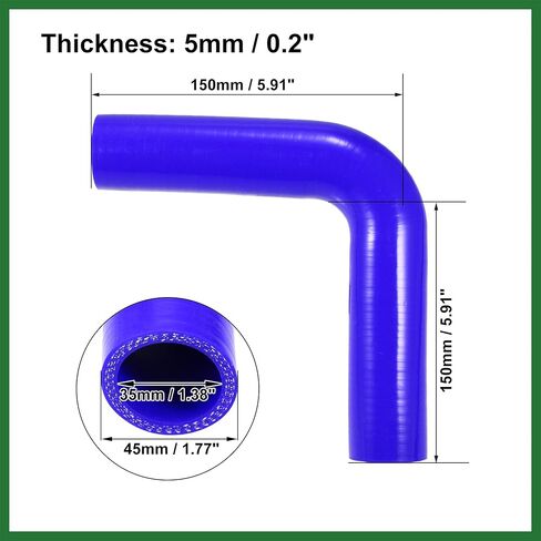 Motoforti 35mm 1.38" ID 90 Degree Elbow Silicone Reducer Hose Pipe Bend Turbo Water Intercooler Blue Long-lasting in Saudi Arabia