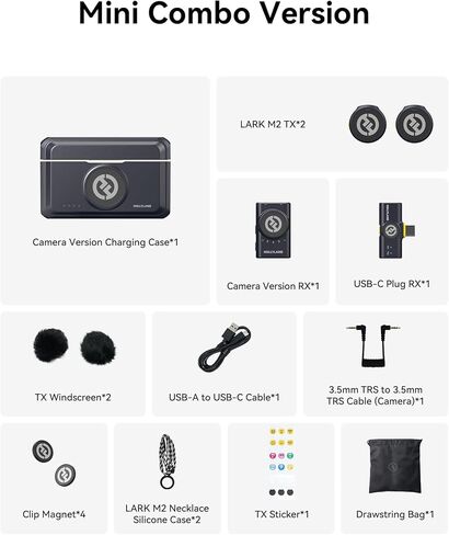 Hollyland Lark M2 Wireless Lavalier Microphone for iPhone 15 & Android, USB C Mini Lapel Microphone Wireless, 1000ft Range, Hi-Fi Audio, Noise Cancellation, 30H Battery for Video Recording, Streaming in Saudi Arabia