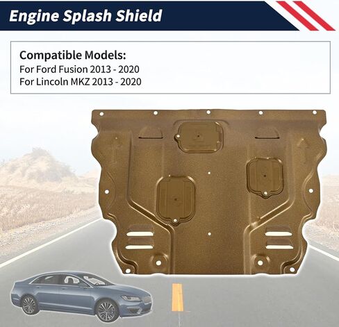 واقي درع المحرك من سبائك الألومنيوم والمغنيسيوم لسيارة Ford Fusion/Lincoln MKZ 2013-2020 لوح انزلاقي خفيف الوزن وشديد التحمل مع غطاء ممتد وفتحات خدمة وتصميم فتحة تهوية - مقاوم للصدأ in Kuwait