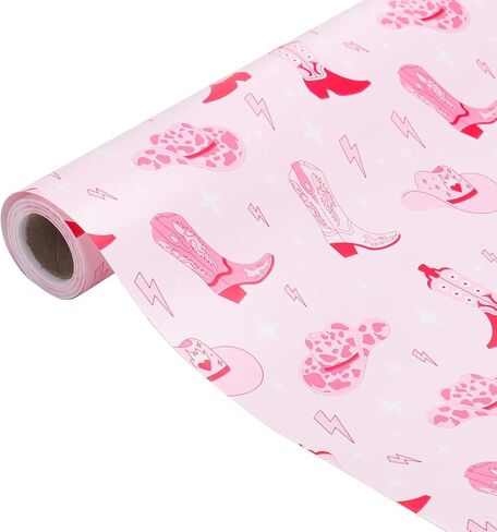 FISHLONO Western Cowboy Wrapping Paper Roll – Brown Gift Wrap with Cowboy Wild Horses, Boots, Hat and Cactus Design, Mini Roll 17 Inch x 32.8 Feet (46.45 sq.ft.), Birthday, Baby Shower, DIY Crafts in Saudi Arabia