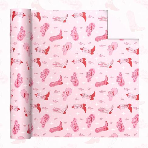 FISHLONO Western Cowboy Wrapping Paper Roll – Brown Gift Wrap with Cowboy Wild Horses, Boots, Hat and Cactus Design, Mini Roll 17 Inch x 32.8 Feet (46.45 sq.ft.), Birthday, Baby Shower, DIY Crafts in Saudi Arabia