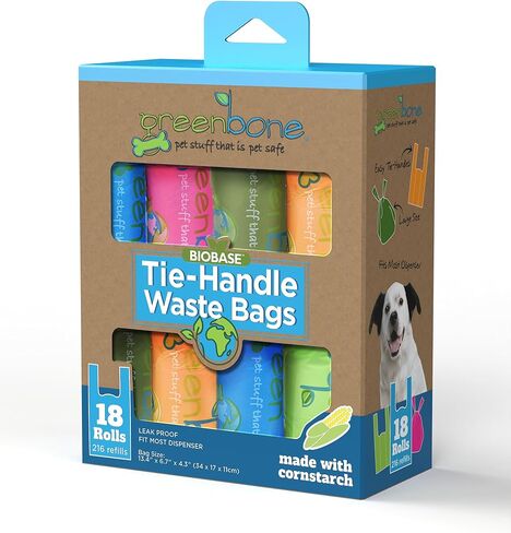 Bio Base Tie Handle Bags 12 rolls - 144 refills Leak Proof in Kuwait