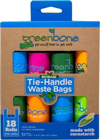 Bio Base Tie Handle Bags 12 rolls - 144 refills Leak Proof in Kuwait