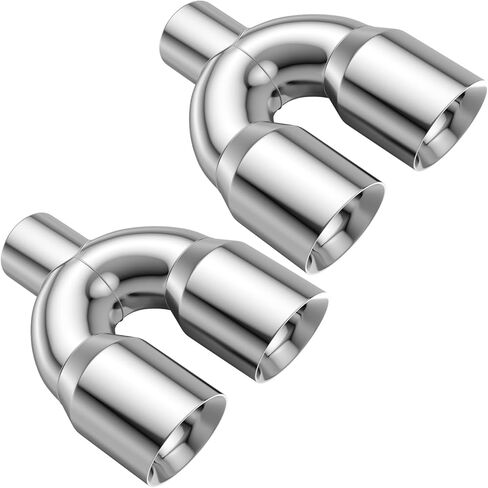 2.5" Dual Exhaust Tip,2.5 Inch Inlet 3.5 inch outlet 9.5" Long Tail Pipe, Double Wall Polished Stainless Steel Exhaust Tip, Car Tailpipe 2pack in Kuwait