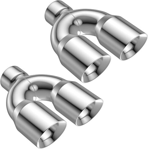 2.5" Dual Exhaust Tip,2.5 Inch Inlet 3.5 inch outlet 9.5" Long Tail Pipe, Double Wall Polished Stainless Steel Exhaust Tip, Car Tailpipe 2pack in Kuwait