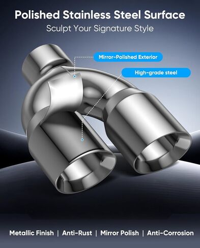 2.5" Dual Exhaust Tip,2.5 Inch Inlet 3.5 inch outlet 9.5" Long Tail Pipe, Double Wall Polished Stainless Steel Exhaust Tip, Car Tailpipe 2pack in Kuwait