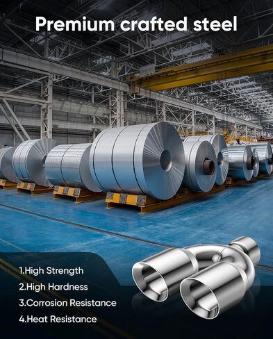 2.5" Dual Exhaust Tip,2.5 Inch Inlet 3.5 inch outlet 9.5" Long Tail Pipe, Double Wall Polished Stainless Steel Exhaust Tip, Car Tailpipe 2pack in Kuwait
