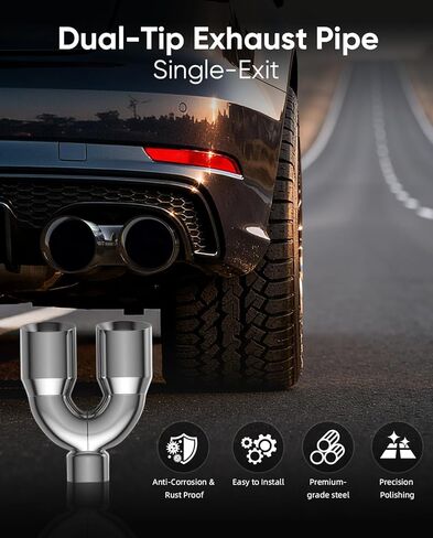 2.5" Dual Exhaust Tip,2.5 Inch Inlet 3.5 inch outlet 9.5" Long Tail Pipe, Double Wall Polished Stainless Steel Exhaust Tip, Car Tailpipe 2pack in Kuwait