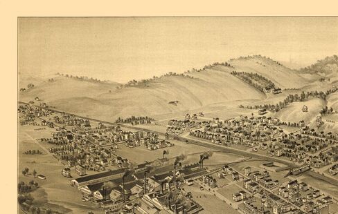 MAPS OF THE PAST Historic Panoramic View - Jeannette Pennsylvania - Fowler 1897-36.23 x 23 - Vintage Wall Art in Saudi Arabia