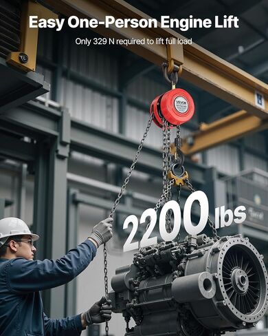 رافعة سلسلة يدوية VEVOR، كتلة سلسلة سعة 2200 رطل/1 طن، كتلة سلسلة يدوية رفع 10 أقدام/3 أمتار، رافعة يدوية مع هيكل فولاذي من الدرجة الصناعية لرفع جيد في النقل وورشة العمل، أسود in Kuwait