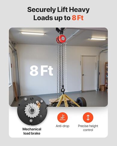 رافعة سلسلة يدوية VEVOR، كتلة سلسلة سعة 2200 رطل/1 طن، كتلة سلسلة يدوية رفع 10 أقدام/3 أمتار، رافعة يدوية مع هيكل فولاذي من الدرجة الصناعية لرفع جيد في النقل وورشة العمل، أسود in Kuwait
