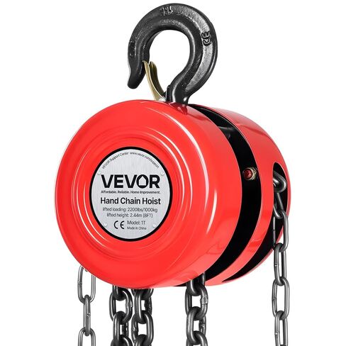 رافعة سلسلة يدوية VEVOR، كتلة سلسلة سعة 2200 رطل/1 طن، كتلة سلسلة يدوية رفع 10 أقدام/3 أمتار، رافعة يدوية مع هيكل فولاذي من الدرجة الصناعية لرفع جيد في النقل وورشة العمل، أسود in Kuwait