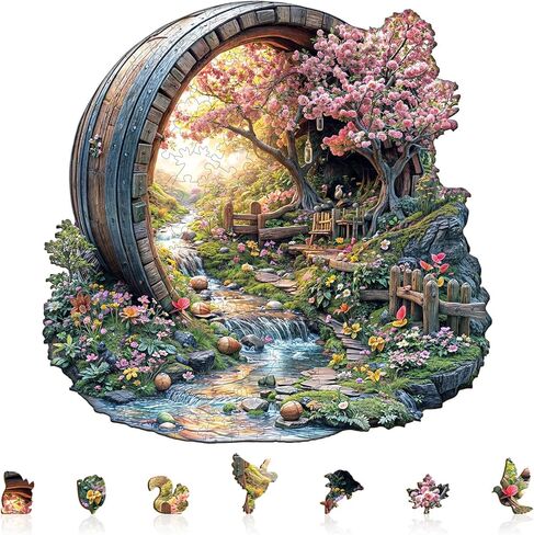 Wooden Puzzles for Adults, Spring Flower Wooden Jigsaw Puzzle for Adults, 200 Piece Unique Animal Shape Wood Puzzles Adult, Birthday Party Gifts for Friends & Family Game Home Decor (M-11.4 * 11.2in) in Saudi Arabia