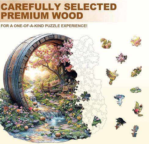 Wooden Puzzles for Adults, Spring Flower Wooden Jigsaw Puzzle for Adults, 200 Piece Unique Animal Shape Wood Puzzles Adult, Birthday Party Gifts for Friends & Family Game Home Decor (M-11.4 * 11.2in) in Saudi Arabia