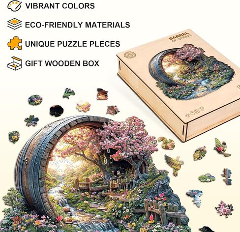 Wooden Puzzles for Adults, Spring Flower Wooden Jigsaw Puzzle for Adults, 200 Piece Unique Animal Shape Wood Puzzles Adult, Birthday Party Gifts for Friends & Family Game Home Decor (M-11.4 * 11.2in) in Saudi Arabia