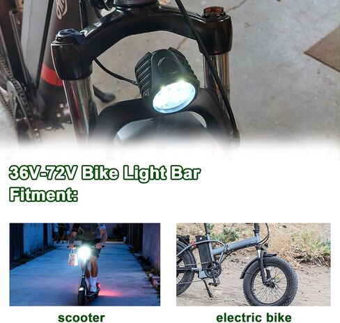 Ebike Headlight 3 Pin - PSLER 36V-72V Bike Light Bar, Electric Bike Front Light with Horn in Saudi Arabia