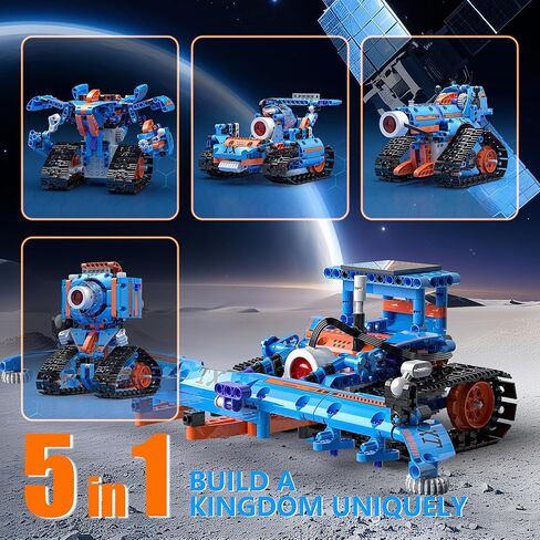 5in1 Robot Building Kits for Kids 6-12, APP & Remote Control STEM Robot Building Toys for Kids Science Learning, Technic Coding Tank Truck Stem Building Sets, Erector Set for Boys Girls Xmas Gifts in Saudi Arabia
