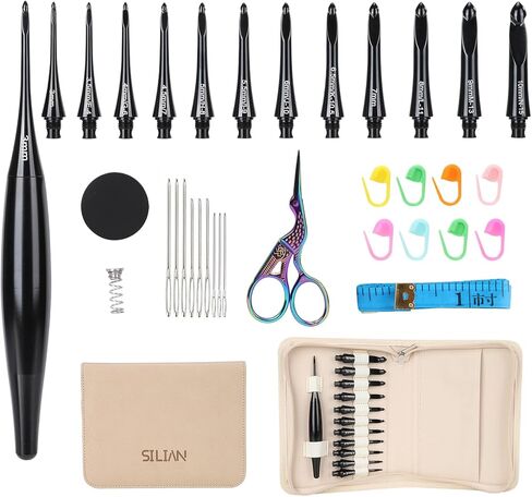 liomey Interchangeable Crochet Hook Set US Sizes E-4 to N-15 (3mm-10mm) with 12 Hooks Ergonomic Oxidation Handles Crochet Kit for Beginners and Experts, Durable Aluminum Hooks for Yarn Craft in Saudi Arabia