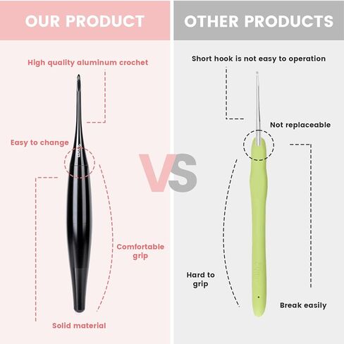 liomey Interchangeable Crochet Hook Set US Sizes E-4 to N-15 (3mm-10mm) with 12 Hooks Ergonomic Oxidation Handles Crochet Kit for Beginners and Experts, Durable Aluminum Hooks for Yarn Craft in Saudi Arabia