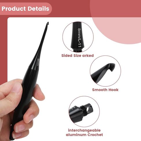 liomey Interchangeable Crochet Hook Set US Sizes E-4 to N-15 (3mm-10mm) with 12 Hooks Ergonomic Oxidation Handles Crochet Kit for Beginners and Experts, Durable Aluminum Hooks for Yarn Craft in Saudi Arabia