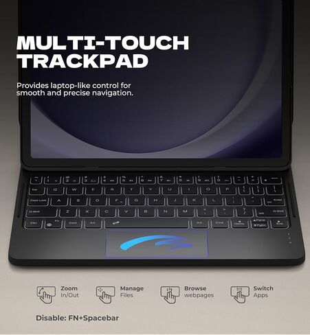 حافظة لوحة المفاتيح Dexnor لجهاز Samsung Galaxy Tab S6 Lite 10.4 بوصة مع لوحة مفاتيح مغناطيسية عائمة حامل ناتئ متعدد اللمس لوحة تتبع لاسلكية بإضاءة خلفية S حامل قلم لـ Tab S6 Lite 2024/2022/2020 in Kuwait
