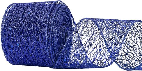 2.5 Inches Silver Mesh Glitter Wired Ribbon 10 Yards Mesh Sparkling Wired Ribbon for Christmas Tree Gift Wrapping Craft Wreath in Saudi Arabia