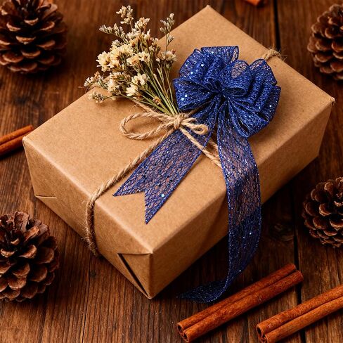 2.5 Inches Silver Mesh Glitter Wired Ribbon 10 Yards Mesh Sparkling Wired Ribbon for Christmas Tree Gift Wrapping Craft Wreath in Saudi Arabia