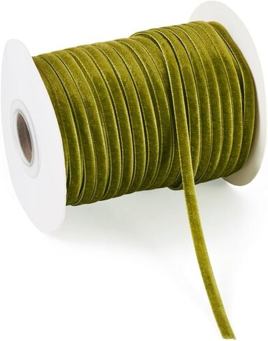 50 Yards/Roll Olive Single Face Velvet Ribbons Flat 3mm (0.12inch) with Spool for Gift Packing Wedding Decoration DIY Crafts Christmas Wreath Party Decoration Hair Bow Making in Saudi Arabia