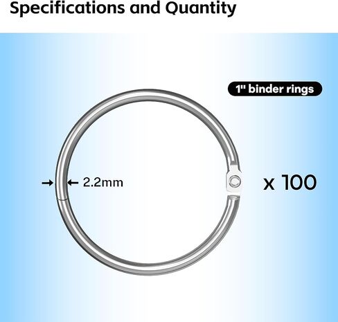 Optomni 40 حزمة من حلقات الموثق المعدنية مقاس 2 بوصة - حلقات ربط متينة وشديدة التحمل لبطاقات الفهرس، والبطاقات التعليمية، وورق الأوراق السائبة، والكتب - مثالية للتنظيم والمشروعات اليدوية (2 بوصة) in Kuwait