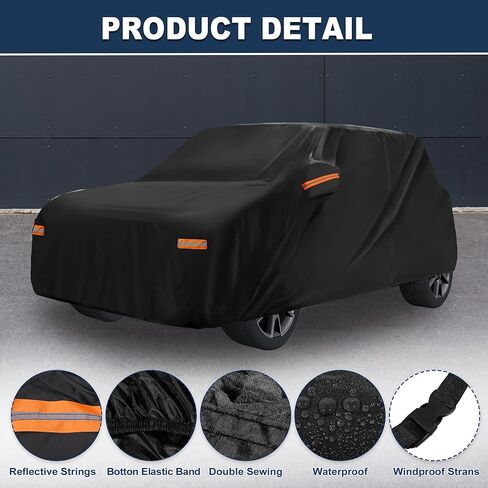 ACROPIX 210D-PU Black Car Cover Waterproof All Weather Full Exterior Cover Rain Hail Sun Protector Car Cover Fit for Mini Cooper 4DR - Pack of 1 in Saudi Arabia