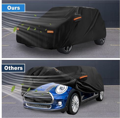 ACROPIX 210D-PU Black Car Cover Waterproof All Weather Full Exterior Cover Rain Hail Sun Protector Car Cover Fit for Mini Cooper 4DR - Pack of 1 in Saudi Arabia
