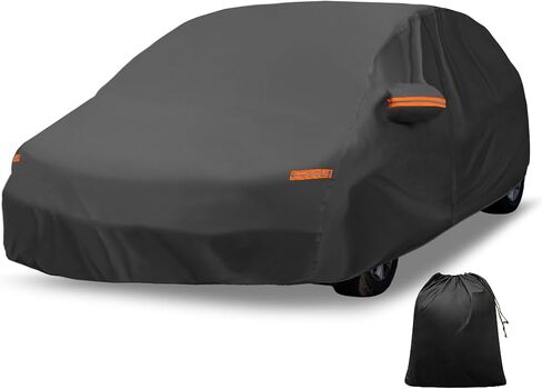 X AUTOHAUX Car Cover Outdoor Waterproof Sun Rain Snow Hail Protection with Left Side Door Zipper Aluminum Film for Mazda3 Hatchback in Saudi Arabia
