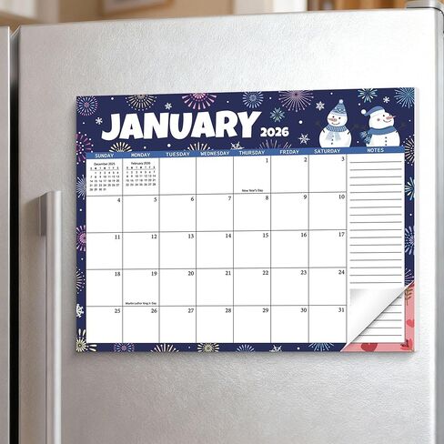 2026 Magnetic Calendar for Refrigerator, 18 Months Fridge Calendar from January 2026 to June 2027, 11.5"x9" Monthly Planner with Magnet Back for Family & Kitchen Monthly Organization in Saudi Arabia