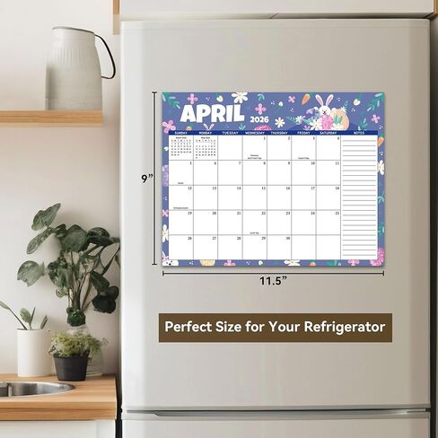2026 Magnetic Calendar for Refrigerator, 18 Months Fridge Calendar from January 2026 to June 2027, 11.5"x9" Monthly Planner with Magnet Back for Family & Kitchen Monthly Organization in Saudi Arabia