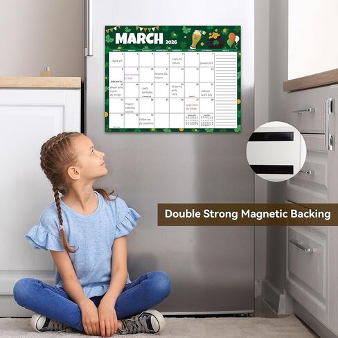 2026 Magnetic Calendar for Refrigerator, 18 Months Fridge Calendar from January 2026 to June 2027, 11.5"x9" Monthly Planner with Magnet Back for Family & Kitchen Monthly Organization in Saudi Arabia