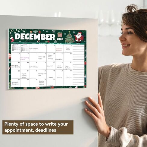2026 Magnetic Calendar for Refrigerator, 18 Months Fridge Calendar from January 2026 to June 2027, 11.5"x9" Monthly Planner with Magnet Back for Family & Kitchen Monthly Organization in Saudi Arabia